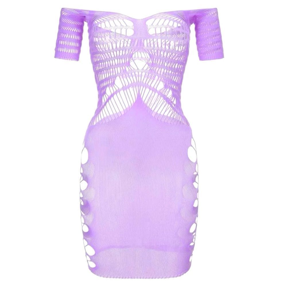 Y2K Hollow Out Off Shoulder Mesh Crochet Coverup Swim Mesh Dress - Picture 5 of 7